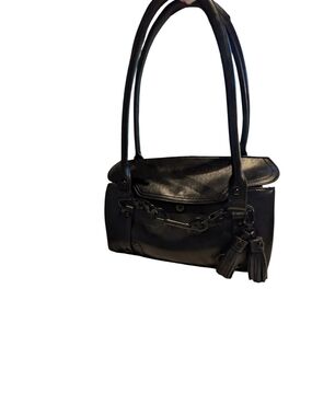 Steve Madden Black Leather Shoulder Bag with Tassels